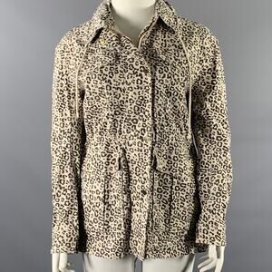 ATM Size L White Black Cotton Blend Leopard Cargo Jacket